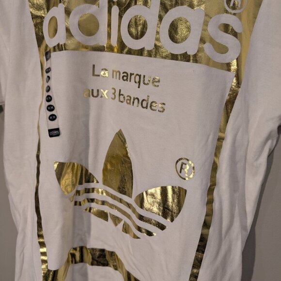 Adidas ADI SuperStar OG White/Gold Metallic T-Shirt Authentic Classic - Size M - Picture 3 of 5
